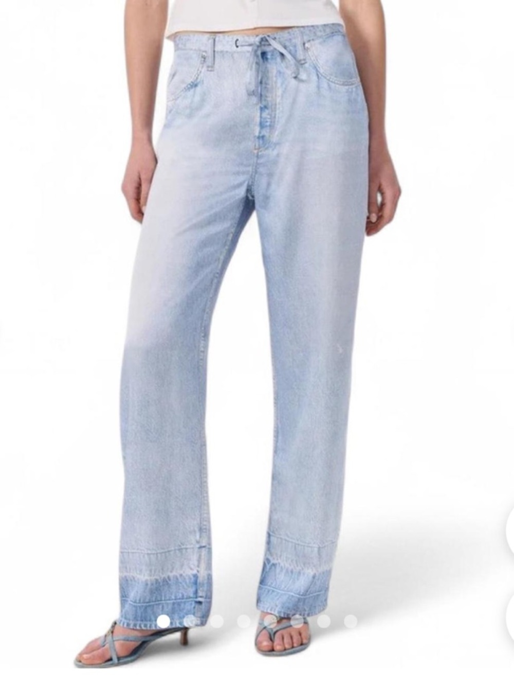 NWT rag & bone Miramar Satin Phoebe Light Blue Wide-Leg Drawstring Pants Size S